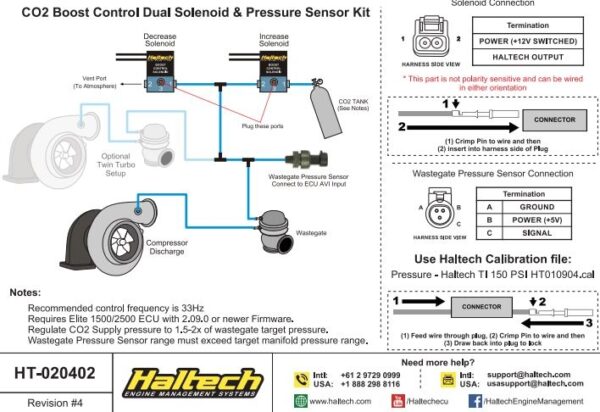 Haltech CO2 Boost Control Dual Solenoid & Pressure Sensor Kit - Image 2